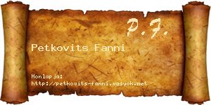 Petkovits Fanni névjegykártya