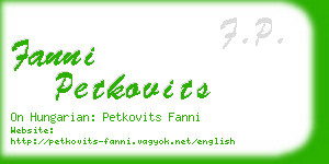 fanni petkovits business card